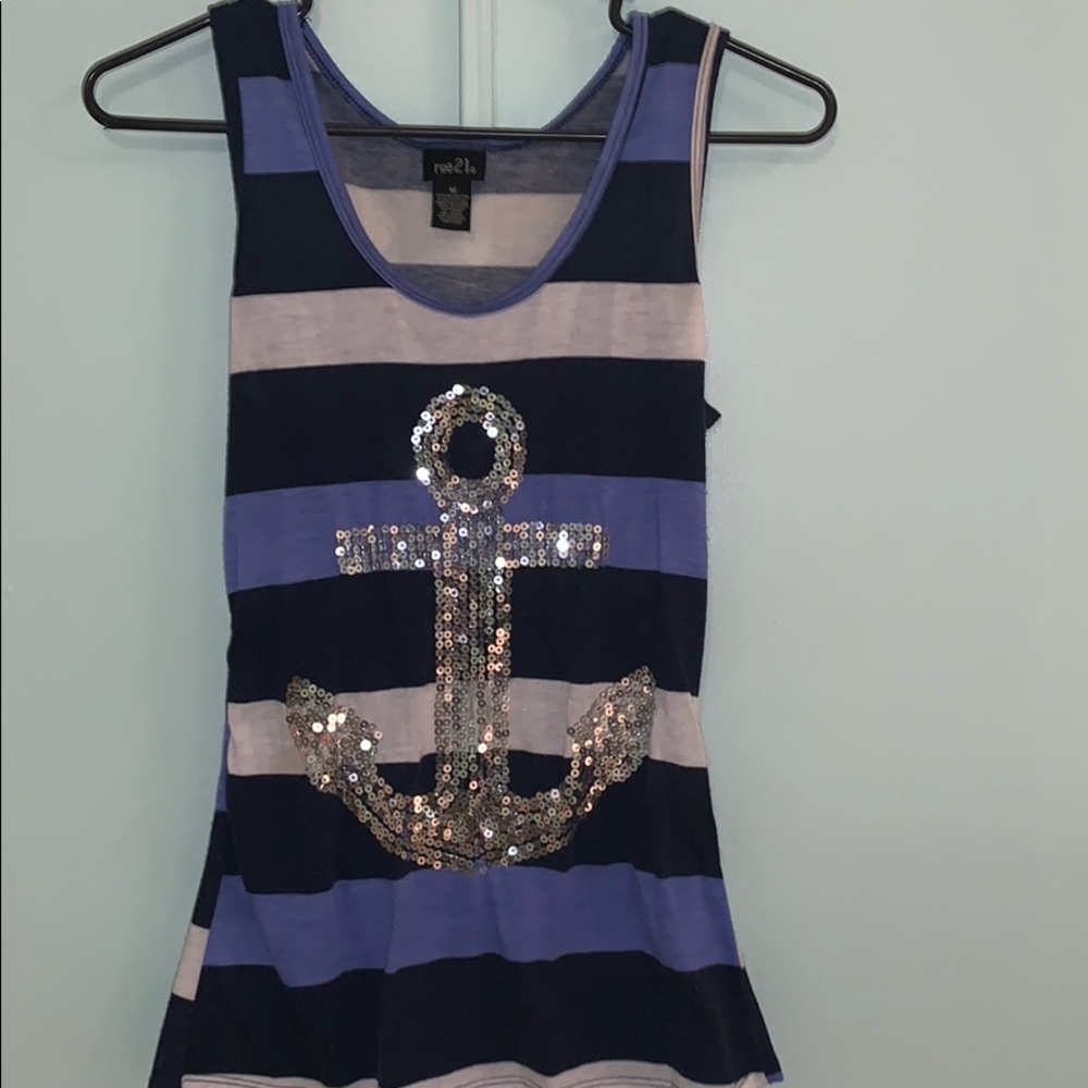 Rue 21 striped anchor tank top